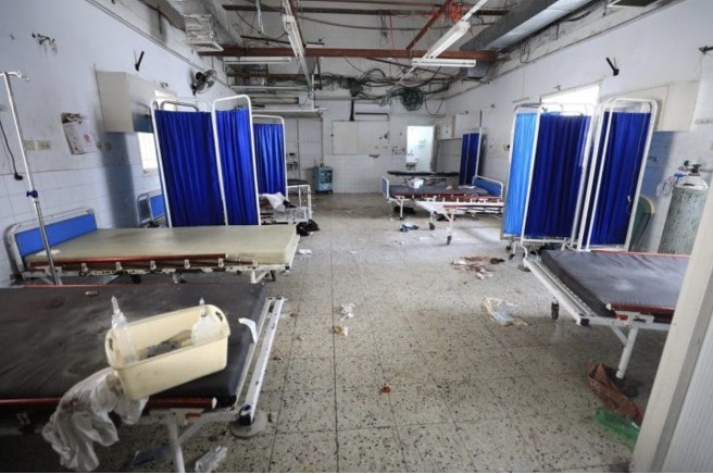 An abandoned ward after the evacuation.